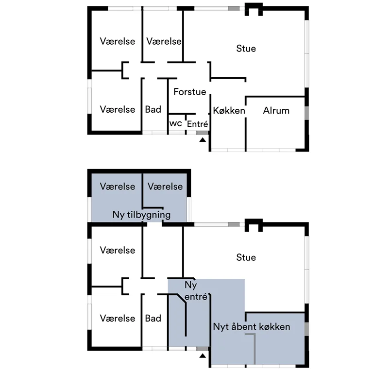 Plantegning renovering af stueplan