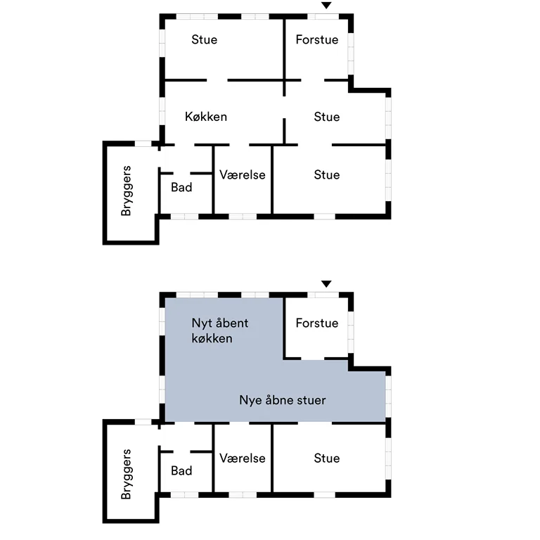 Renovering af gård plantegning af stueetage