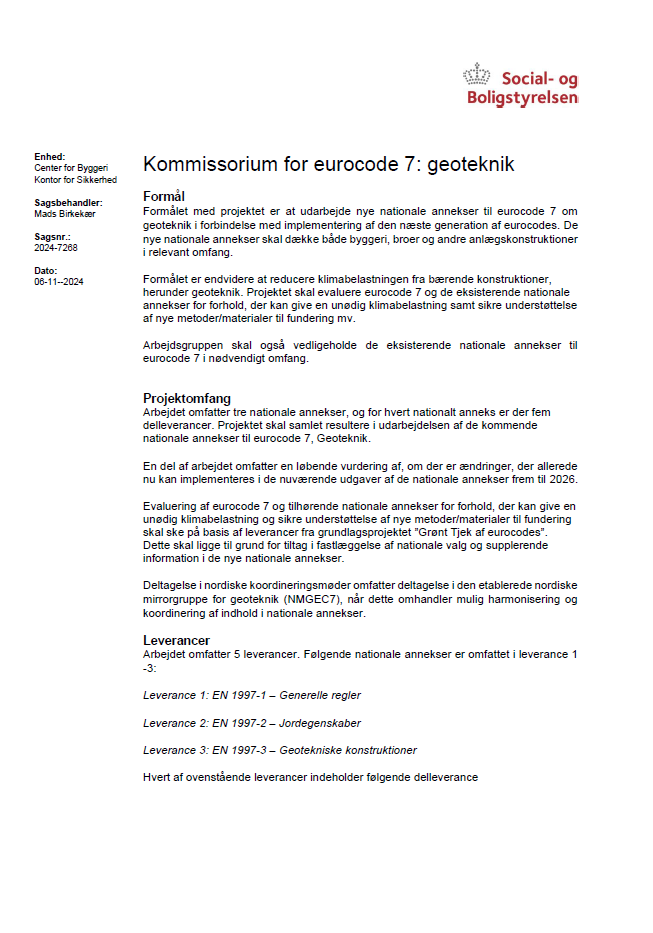 Billede af kommissorium til eurocode 7. Klik for at åbne kommissorium i pdf.